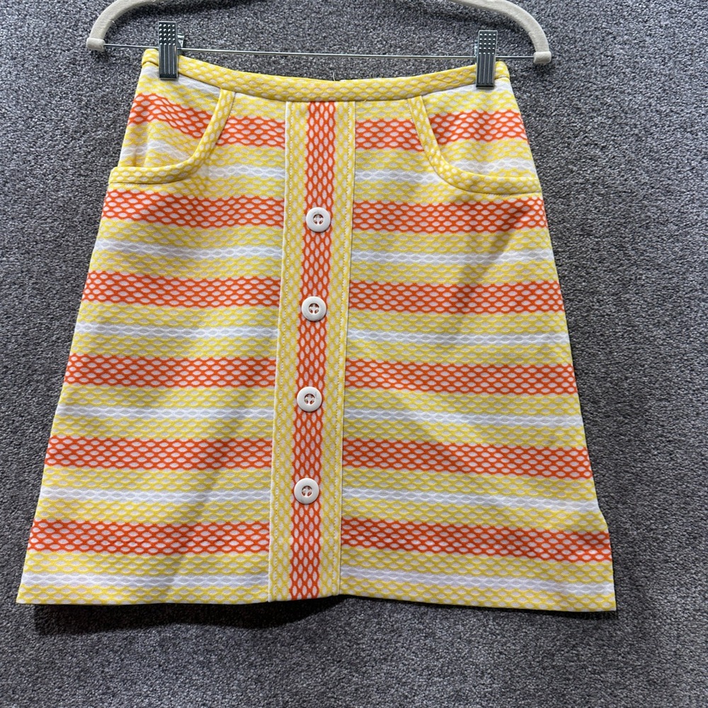 Vintage Haymaker Tennis Skort Size 10 Yellow Orange Striped Mod‎ Tennis Vibrant